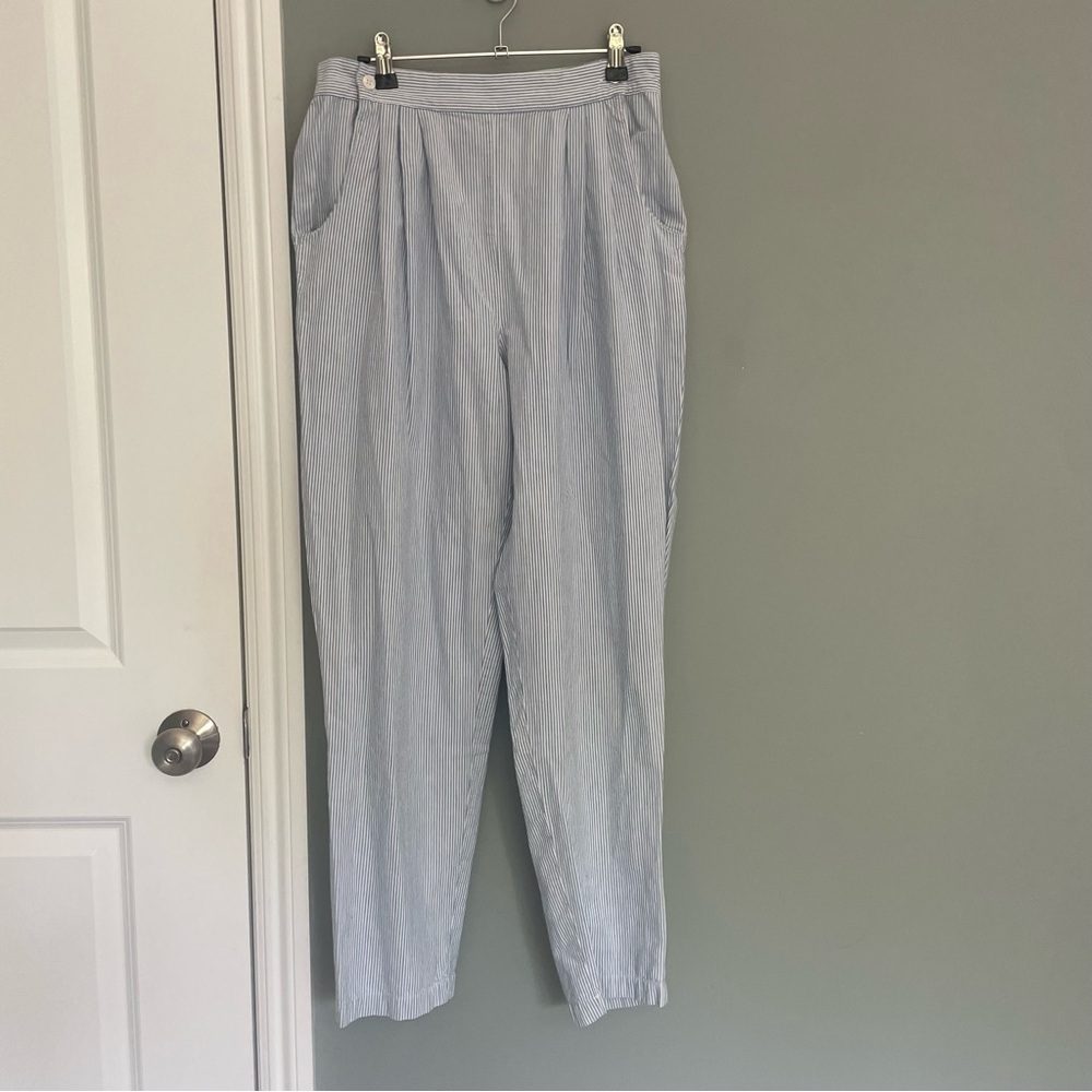 3 for $30 | Vintage Eddie Bauer Seersucker Blue White Stripe Straight Trouser